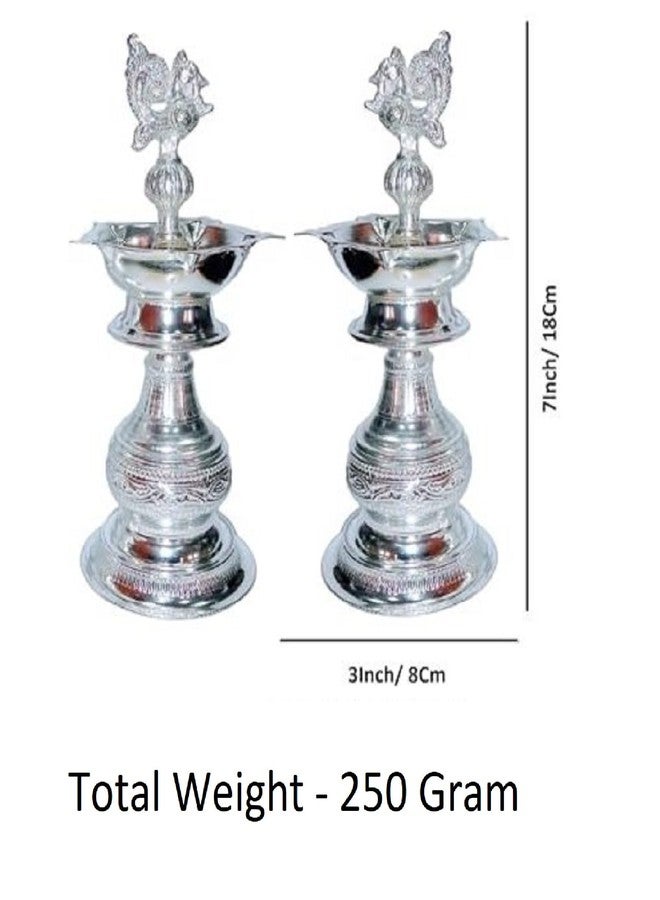 Sigaram German Silver 7x3 Inch Peacock Handle Design Diya for Home & Temple Pooja Festival K4239 - Image 5